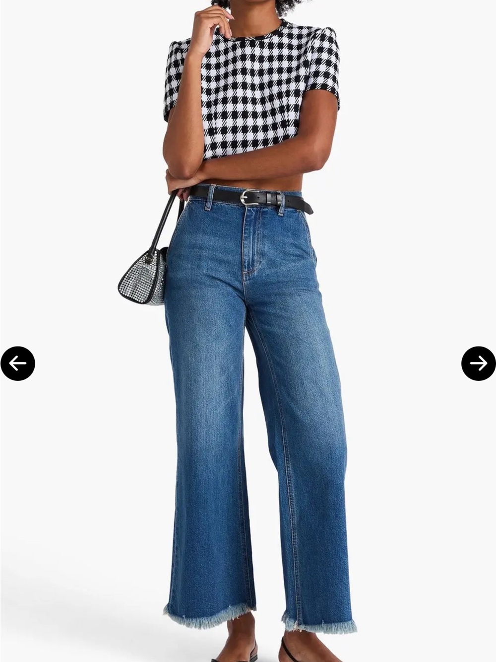 High-Rise Emory Wide Leg Women’s Jeans by Alice and Olivia with raw hem